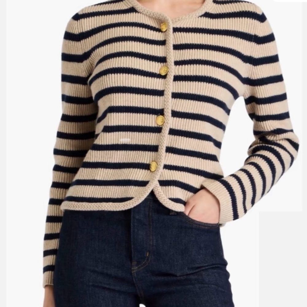 Rag & Bone Nancy striped ribbed merino wool-blend cardigan